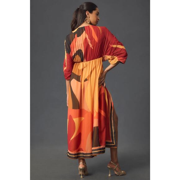 Anthropologie Farm Rio Women's Wrap-Front Maxi Dress Half Sleeve Size L NWT - Picture 2 of 7